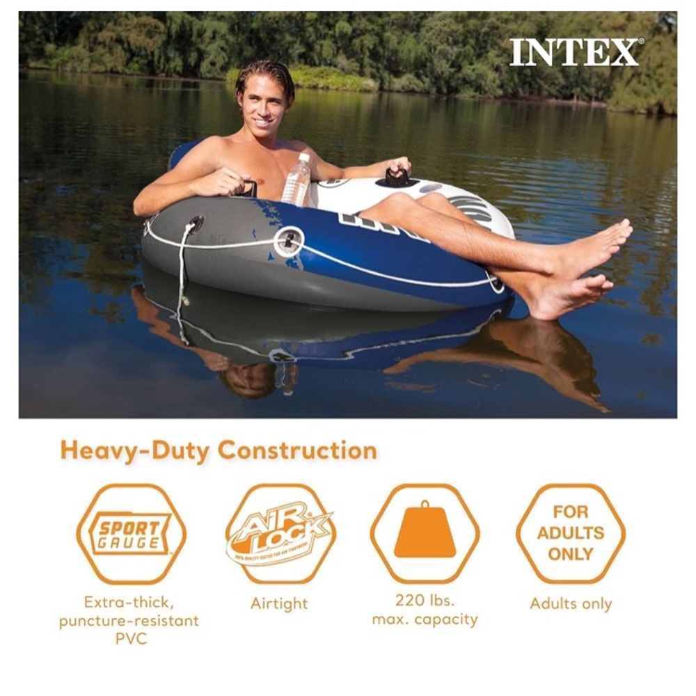 Intex River Run 1-Person Inflatable Floating Water Lounge Tube Raft - Picture 2 of 6